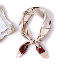 Роскошный женский шелковый шарф, Квадратный маленький размер, для офиса, для волос, для шеи, шарфы hjiab, Дамская бандана, брендовая повязка на голову, шали, платок