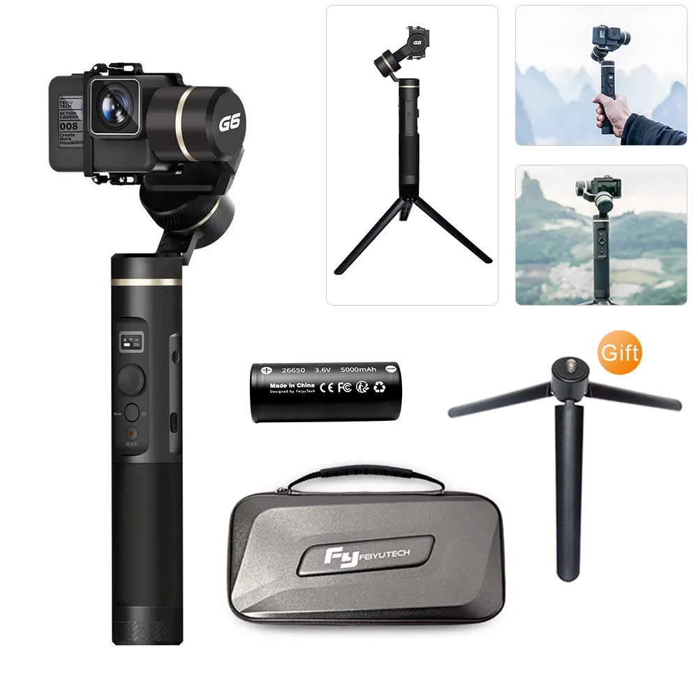 Feiyu G6 Handheld Gimbal Waterproof Wifi + Blue Tooth OLED Screen for Action Camera Hero 6 5 4 RX0 PK Zhiyun Smooth | Электроника