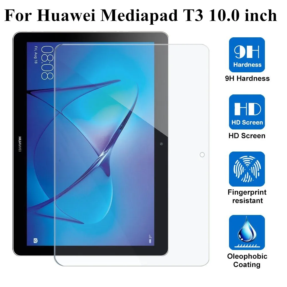 Cover Case For Huawei MediaPad T3 10 AGS-W09 AGS-L09 AGS-L03 9.6" 360 rotating PU leather Tablet case for Huawei T3 10 9.6 Glass - Color: Glass NOT FREE Gift