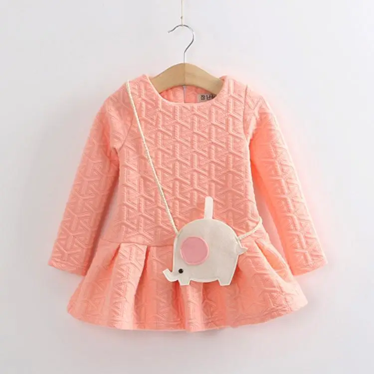 

2017 New Baby Girls Dresses Autumn Cotton Full Solid Regular Princess Dress Minnie a Brand Winter Girls Clothes Free Shipping