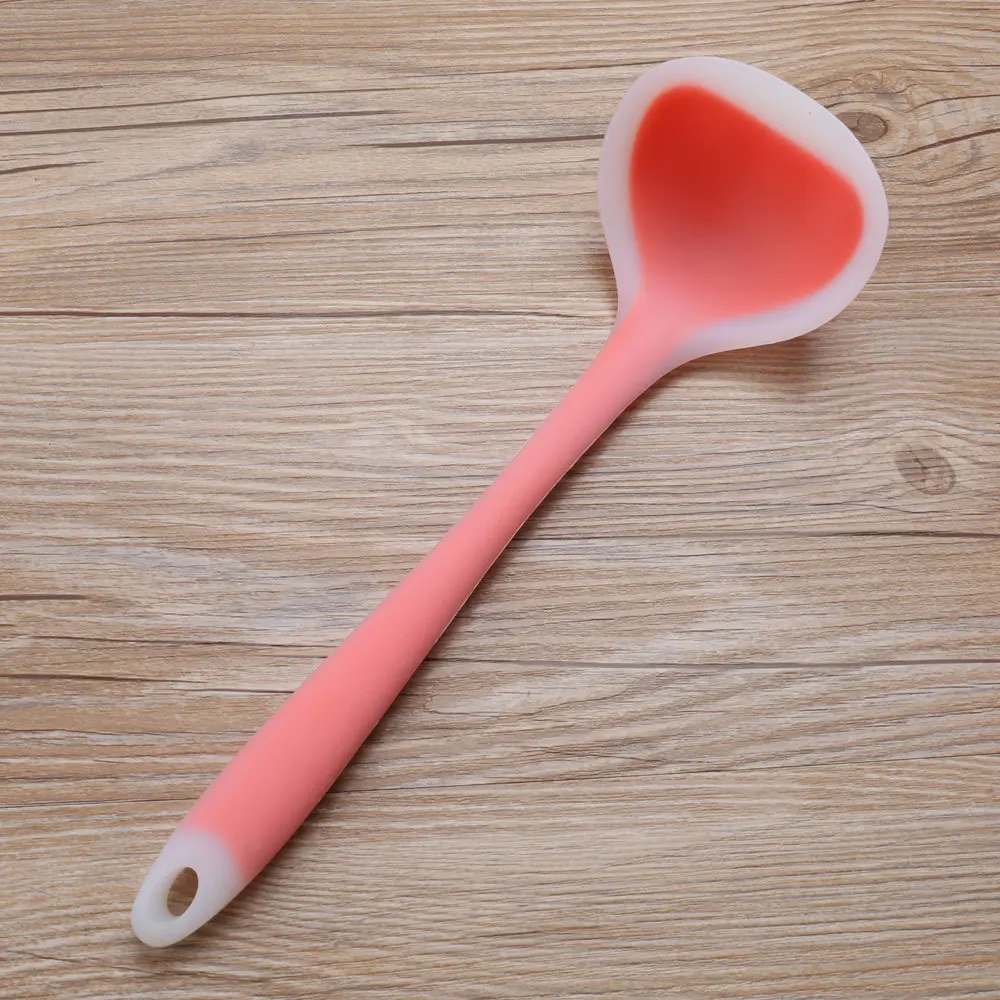 1PC Creative Candy color Soup Spoon Long Handle Silicone Porridge Spoons Dinnerware Cooking Tools Kitchen Accessories LB 339