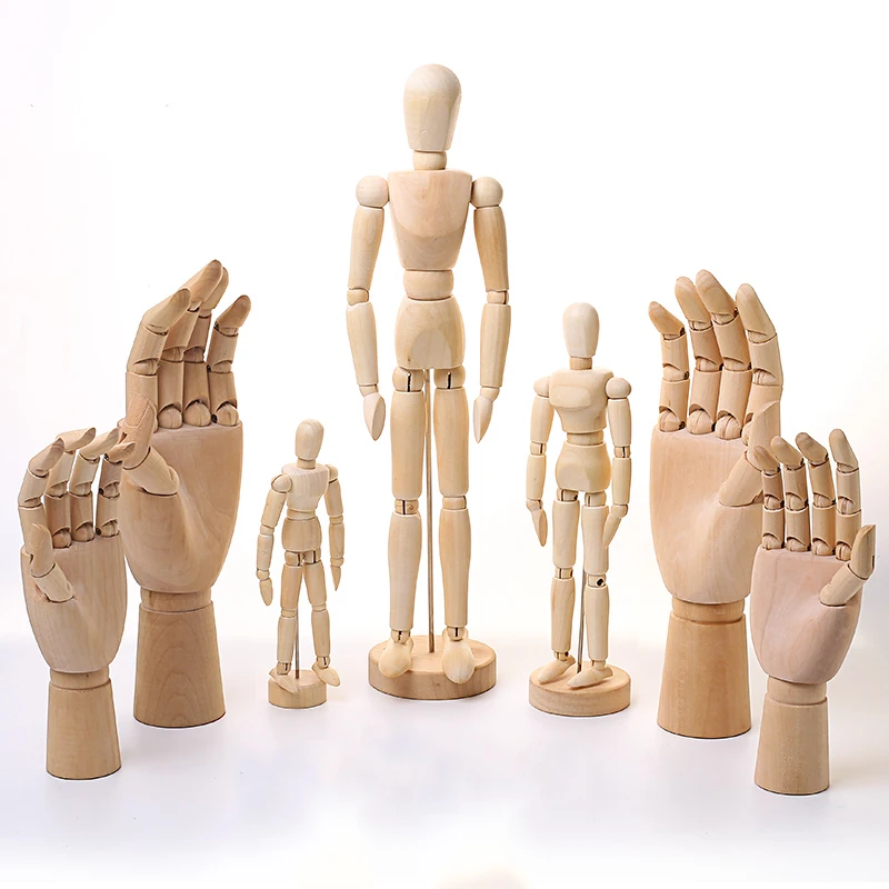 

Puppet Dolls Wooden Figurine Children Toy Movable Joints Doll Model Flexible Movable Man Artist Small Wood Joint Puppet For Kid