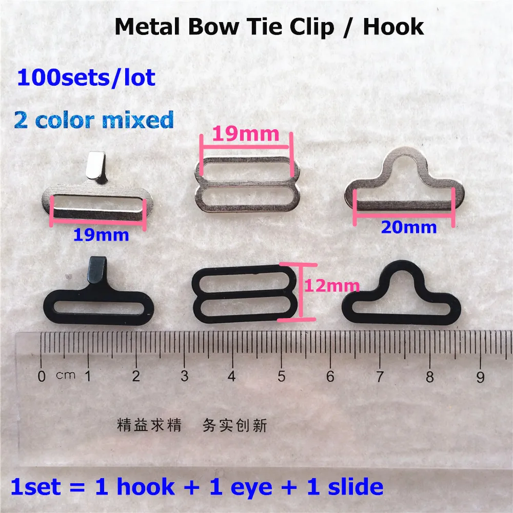 (2 color option) 100 sets Metal Adjustable Bow Tie Hardware Necktie
