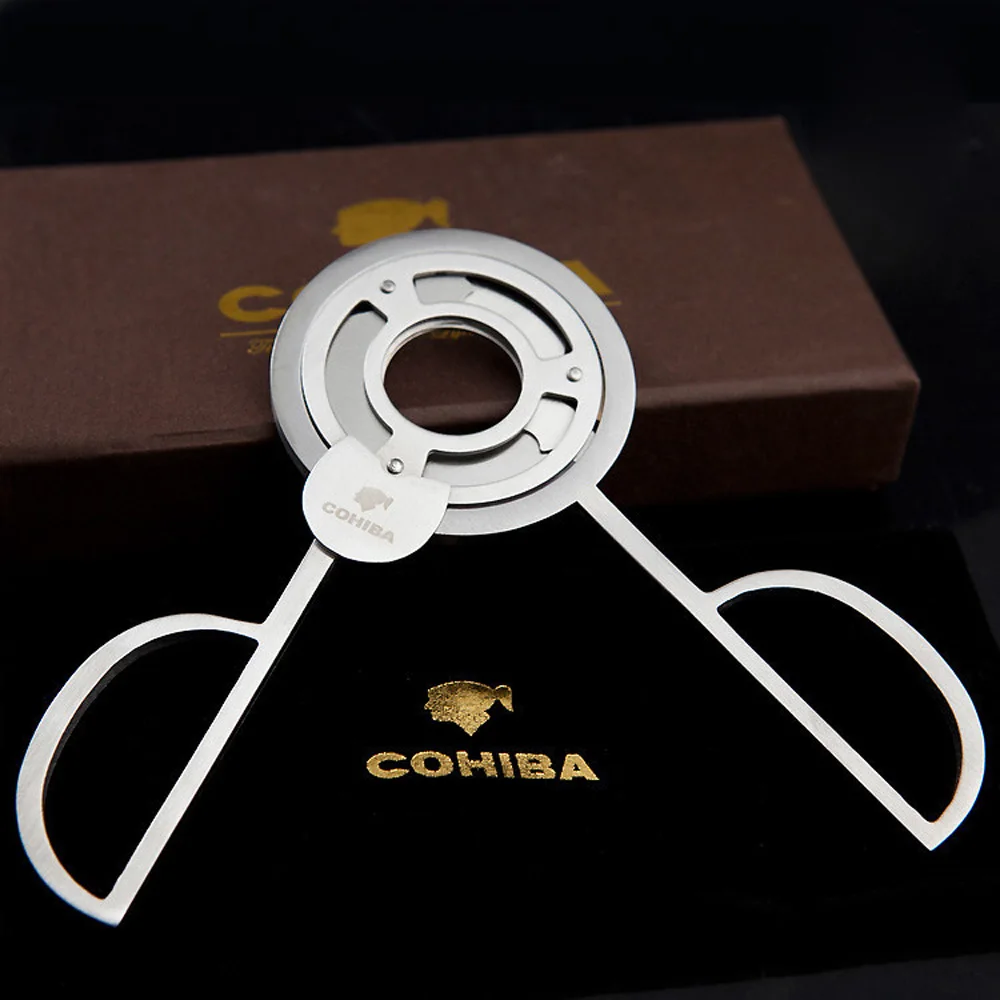 COHIBA тройной 3 лезвия Нержавеющая Сталь Серебряный тон обрезки сигар карман гаджеты устройство для резки сигар ножи кубинский сигары ножницы 843