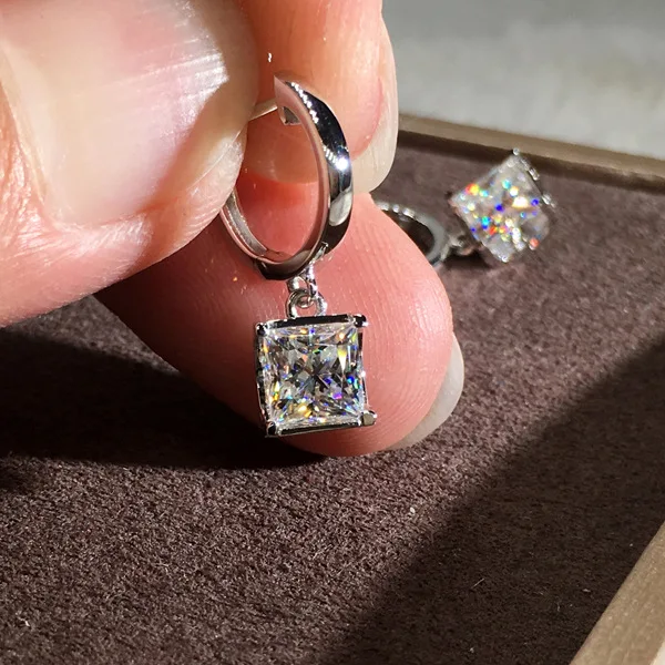 Серьги-капли в виде принцессы, 1ct, AAAAA, Sona, cz, Настоящее серебро 925 пробы, массивные, вечерние, свадебные, висячие серьги для женщин, ювелирное изделие - Окраска металла: Silver