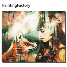 PaintingFactory картина в рамке по номерам Современная Красота и лиса домашний декор для гостиной ручные уникальные подарки картина