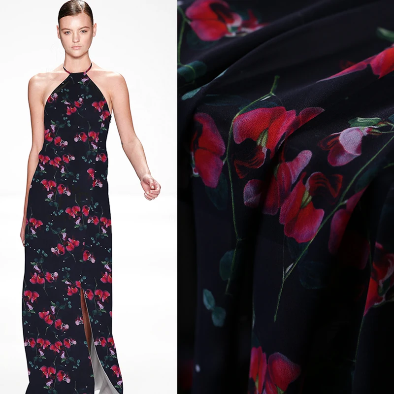 135 cm digital inkjet georgette silk fabric 10mm translucent soft shirt dress wholesale cloth | Дом и сад