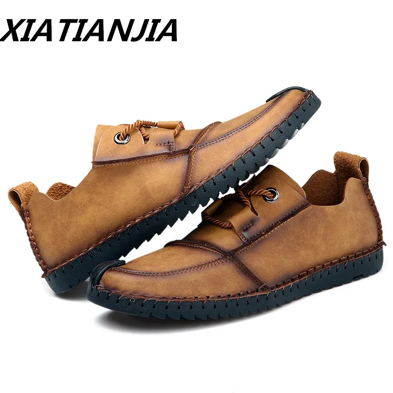 

2019 Summer Men's Shoes Rubber Lace Peas Shoes Footwear Light Breathable Non-slip Casual Loafers Moccasins Erkek Ayakkabi