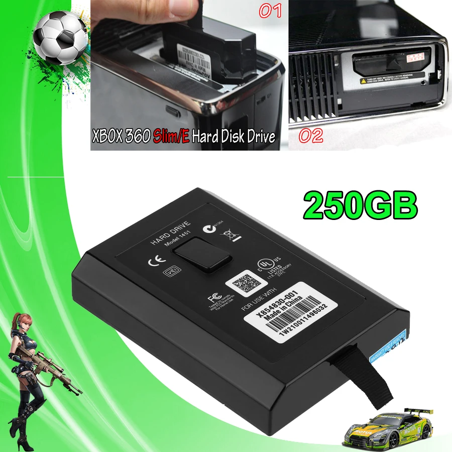 

Newest 360 Slim 250GB 250G Harddisk Internal HDD Hard Drive Disk Disc Data Bank for Microsoft Xbox 360 Slim/ E /S Console Game