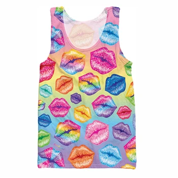 YX GIRL 2018 summer new style Cool vest Fashion Mens 3d Vest Cute animal Lisa Frank Print Unisex Casual Tank tops color as the picture