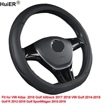 

HuiER Car Steering Wheel Cover D Shape For Volkswagen Golf Alltrack 2017 2018 VW Golf 2014 2015 2016 2017 2018 VW Atlas 2018