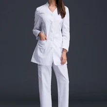 Новое поступление белые медсестры униформа стоматологическая клиника салон красоты рабочий халат Стенд воротник медицинская верхняя одежда лабораторные халаты