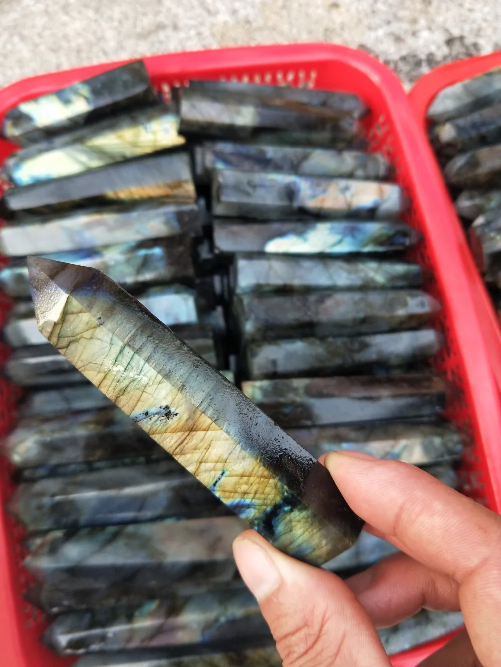 10 pieces natural quartz crystal engraving, elongated stone wand, point