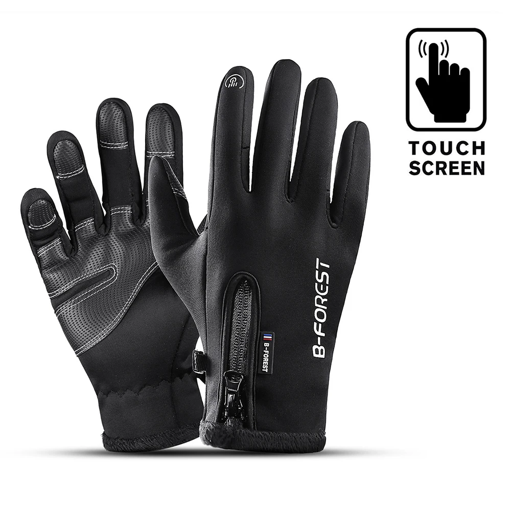 Велосипедные Утепленные зимние перчатки с сенсорным экраном, ветрозащитные теплые перчатки для езды на велосипеде с полными пальцами, противоскользящие велосипедные перчатки для мужчин и женщин