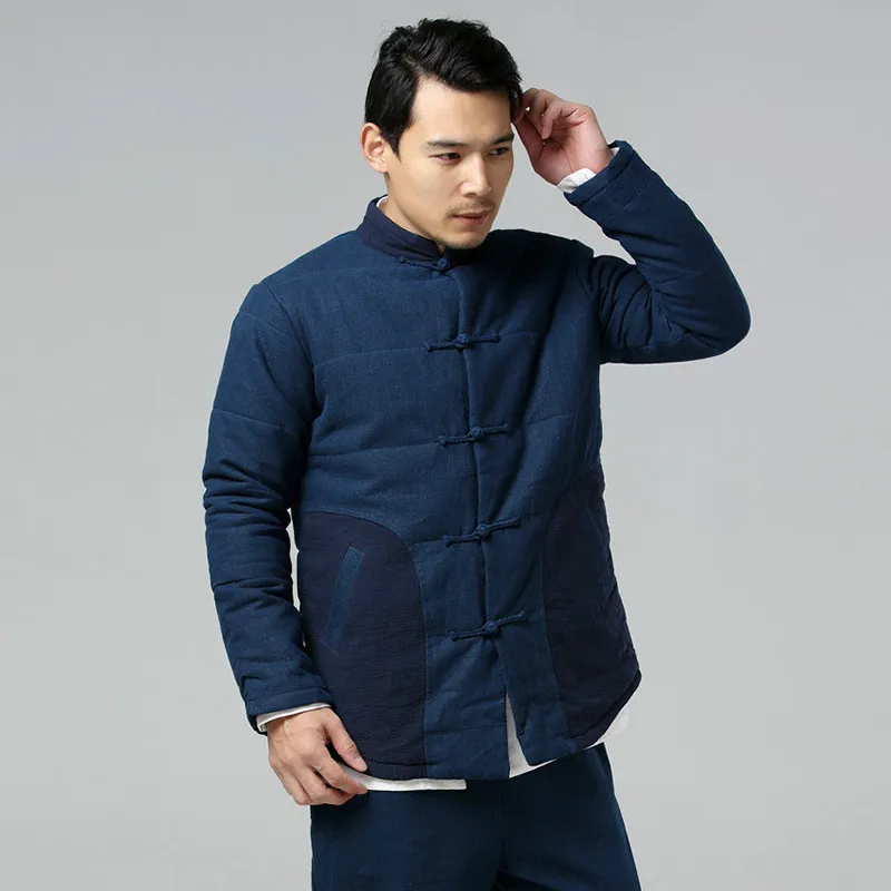 Winter New chinese style men s jacket high quality brand cotton linen outwear male casual cotton
