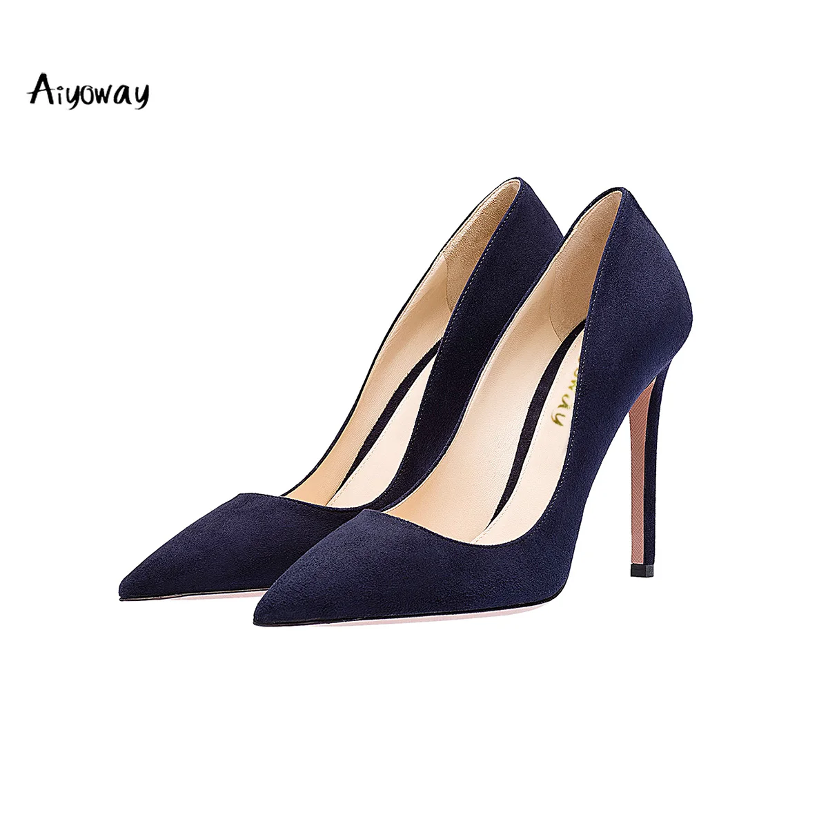 Aiyoway Women Shoes Pointed Toe High Heels Pumps Autumn Spring Party Shoes Slip-On Faux Suede women heels Black Red Brown heels