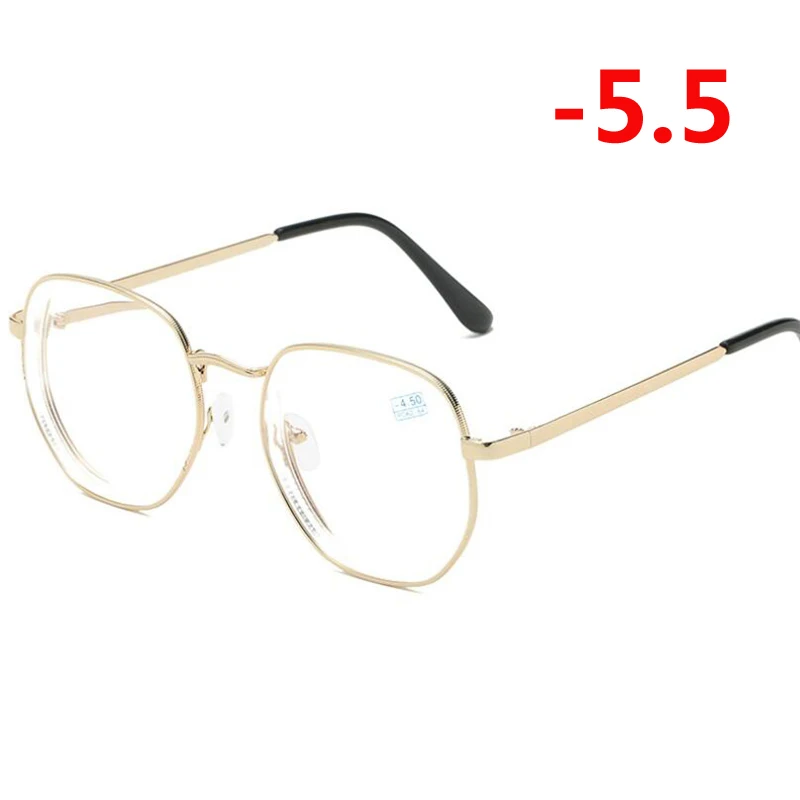 1,0-1,5-2,0-6,0 студенческие очки для близорукости золотой и черный Оправа синяя пленка короткие очки для коррекции зрения очки по рецепту - Frame Color: Myopia 550
