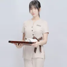 Салон красоты Рабочая одежда Женская мода Темперамент Лето косметолога короткий рукав тонкий спа здоровья клуб сплит костюм