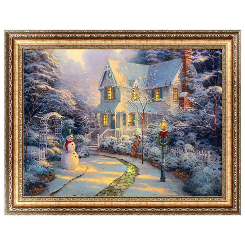 

NEW Afordable 5D Diamond Snow House Painting Cross Stitch Kit Embroidery for Home Decor DIY