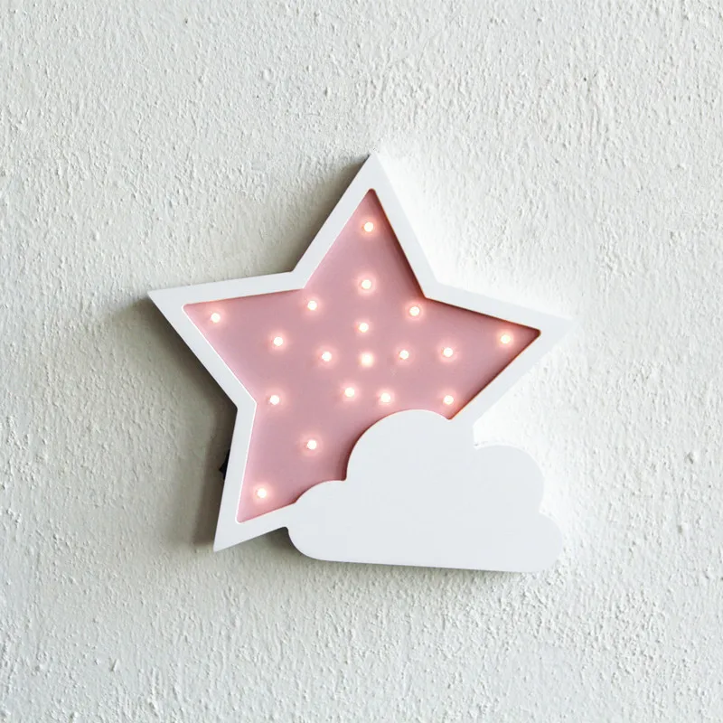 Ins, луна, звезды, чешуйчатые облака, моделирующая лампа, светодиодная лампа для украшения комнаты, прекрасный детский домик, маленький ночник, светильник для фотосессии - Цвет: Star Pink