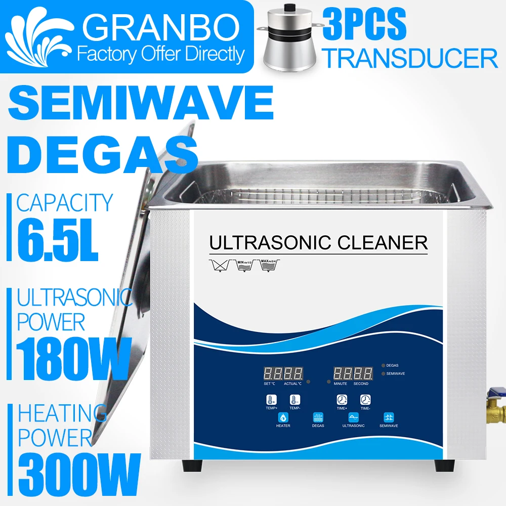 Limpiador ultrasónico Digital, 6L, 6,5l, con calefacción de semiondas DEGAS para placa PCB, laboratorio, electrodoméstico médico, inyector de combustible para cadena de bicicleta