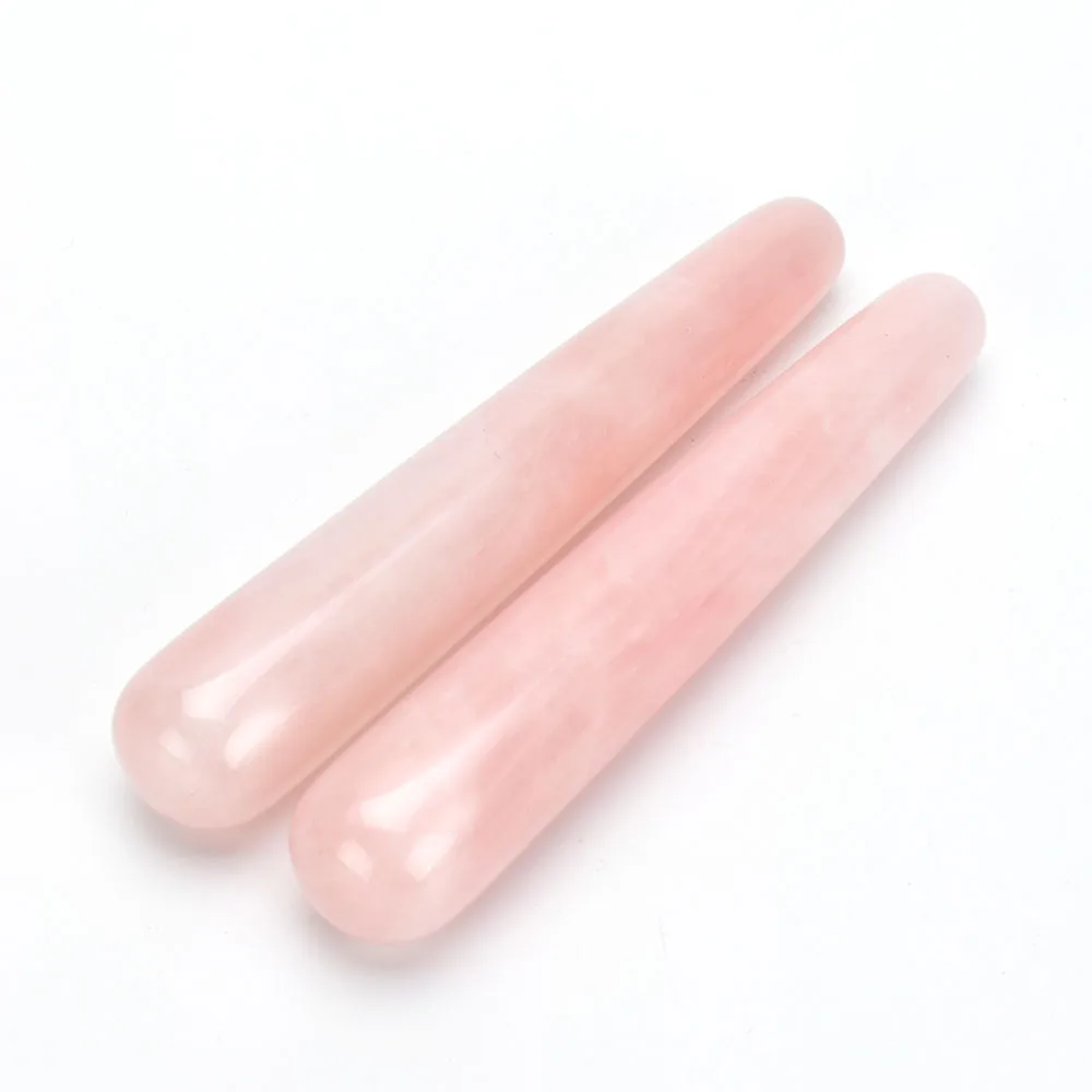 11 см розового кварца массажер кристалл нефрита уход за кожей лица ролик Stick Magic йони-палочка тонкий Guasha Инструмент Резные камень массаж и