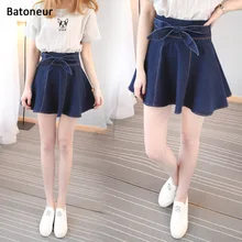 Мини джинсовая юбка женская летняя повседневная с разрезом и высокой талией Короткая Джинсовая юбка нерегулярные сексуальные юбки-карандаш