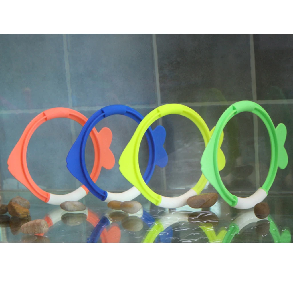 4 PCS Swimming Diving Toys Pool Fun Rings for Kids Game Set in Total Ring Fish Shaped Water Sport Swim | Спорт и развлечения