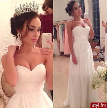 

New Designe A-Line Sweetheart Chiffon Ruched Floor-Length Wedding Dresses Bridal Gown Vestidos De Noiva