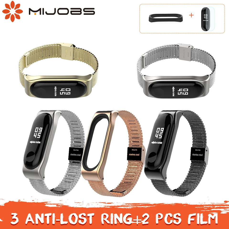 

Mijobs Mi band 3 Strap Metal Bracelet For Xiaomi Mi Band 3 Strap Bracelet Stainless Steel Correa Mi band 3 Wristband Smart Band