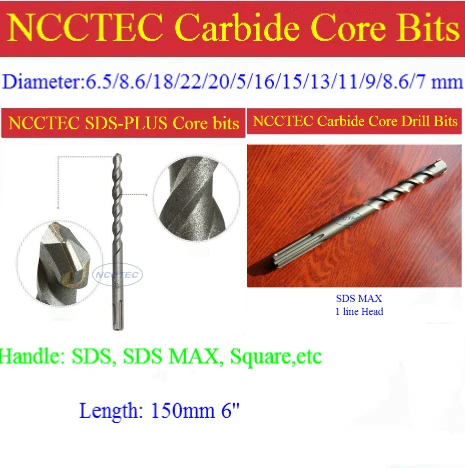 

5mm diameter 150mm 6'' long NCP206 carbide wall core drill bits for Elevator projects FREE shipping drill tools