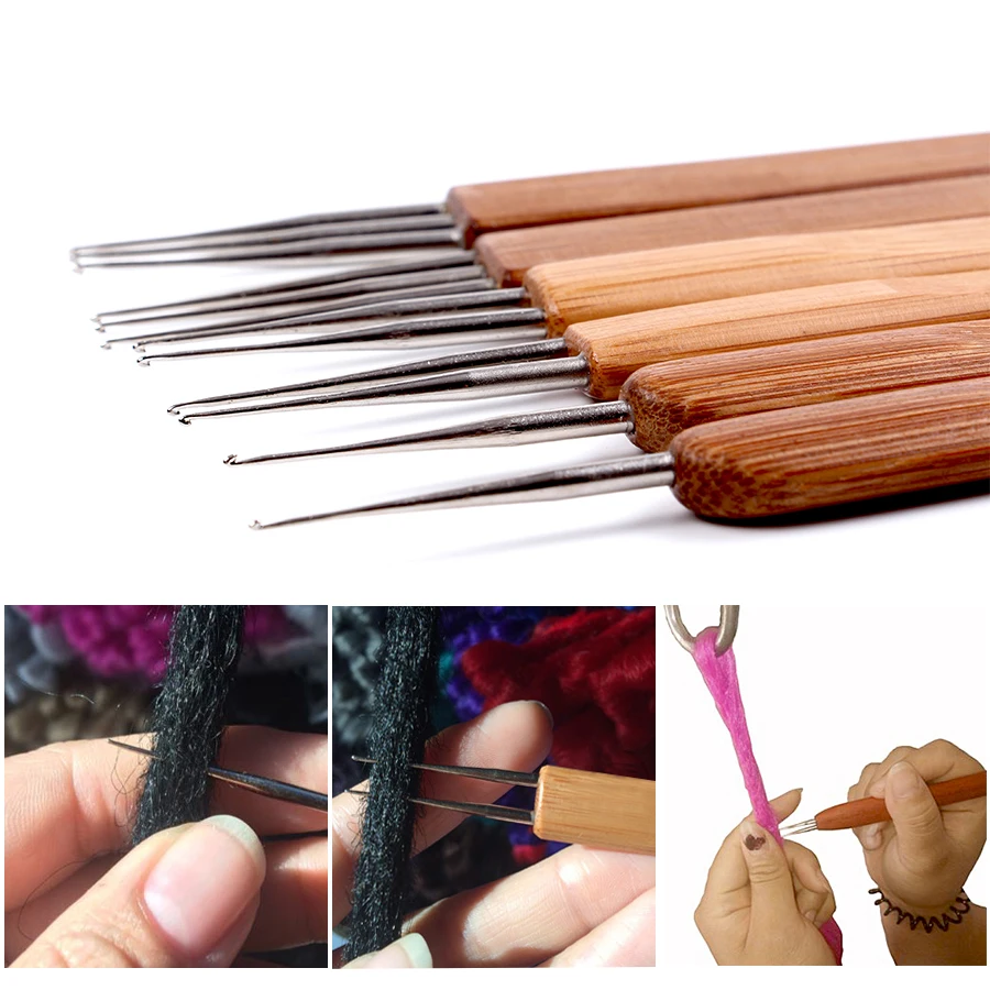 AliLeader Бамбуковые Спицы для вязания крючком Крючки дреды инструмент для плетения 0,5 мм 0,75 мм один двойной тройной крючок спицы для вязания крючком