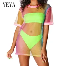 YEYA Special Design Sexy Three Piece See Through Sets Women Transparent Tie Dye Print Hollow Out Beachwear Festival Clothes YEYA Special Design Sexy Three Piece See Through Sets Women Transparent Tie Dye Print Hollow Out Beachwear Festival Clothes