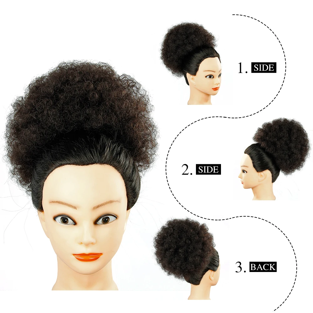 Synthetic Chignon Hair Bun Afro Kinky Curly Drawstring short Hair Pieces Bun clip in Diameter 10 Inch Hair Bun Afro hairpiece Synthetic Chignon Hair Bun Afro Kinky Curly Drawstring short Hair Pieces Bun clip in Diameter 10 Inch Hair Bun Afro hairpiece