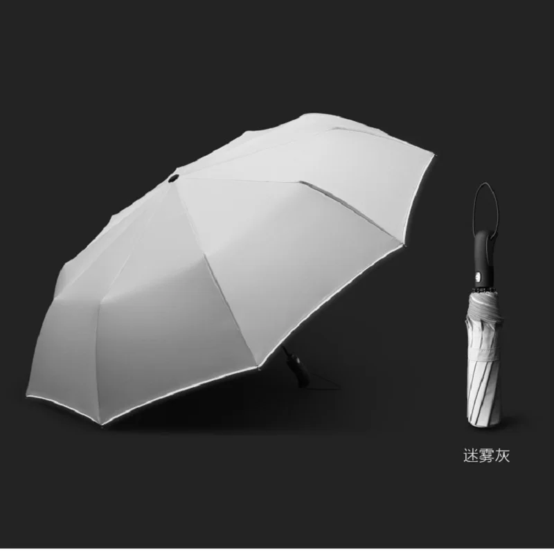

Reflective umbrella ten-bone full-automatic umbrella three folding wind-resistant high-end business double umbrella