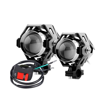 

2PCS LYLLA Motorcycle LED Headlight 125W 3000LM U5 Waterproof Driving Spot Head Lamp Fog Light Switch Moto Accessories 12V 6000K