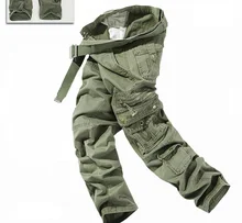 Men s Plus Size Multi Pocket Overalls Cargo Pants Tactical Commandos Styles Loose Full Length 5
