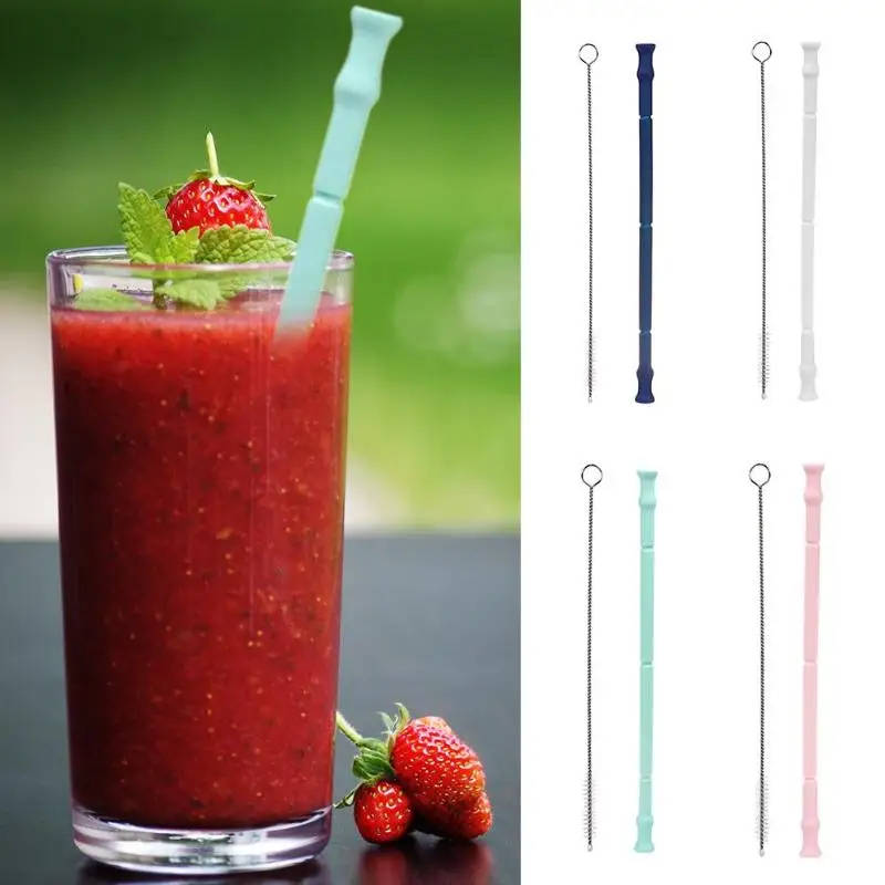 

Baby Safety Drink with Straw Cleaning Brushes Silicone Straw Large Diameter Kids Reusable Drink Cup Accessories