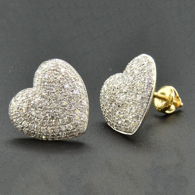 

Love Heart Shape Stud Earrings For Women AAA Iced Out Cubic Zirconia Stone Bling Gold Color Earring Jewelry Hip Hop Z4M329