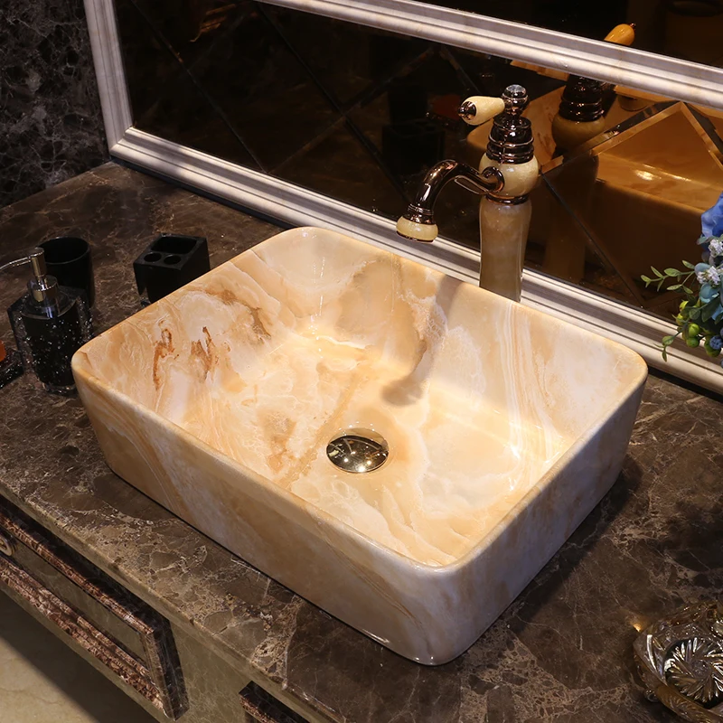 Gray Rectangular Porcelain Art Bathroom Sink Lavabo Washbasin Sink bathroom shampoo sink art wash basin (12)