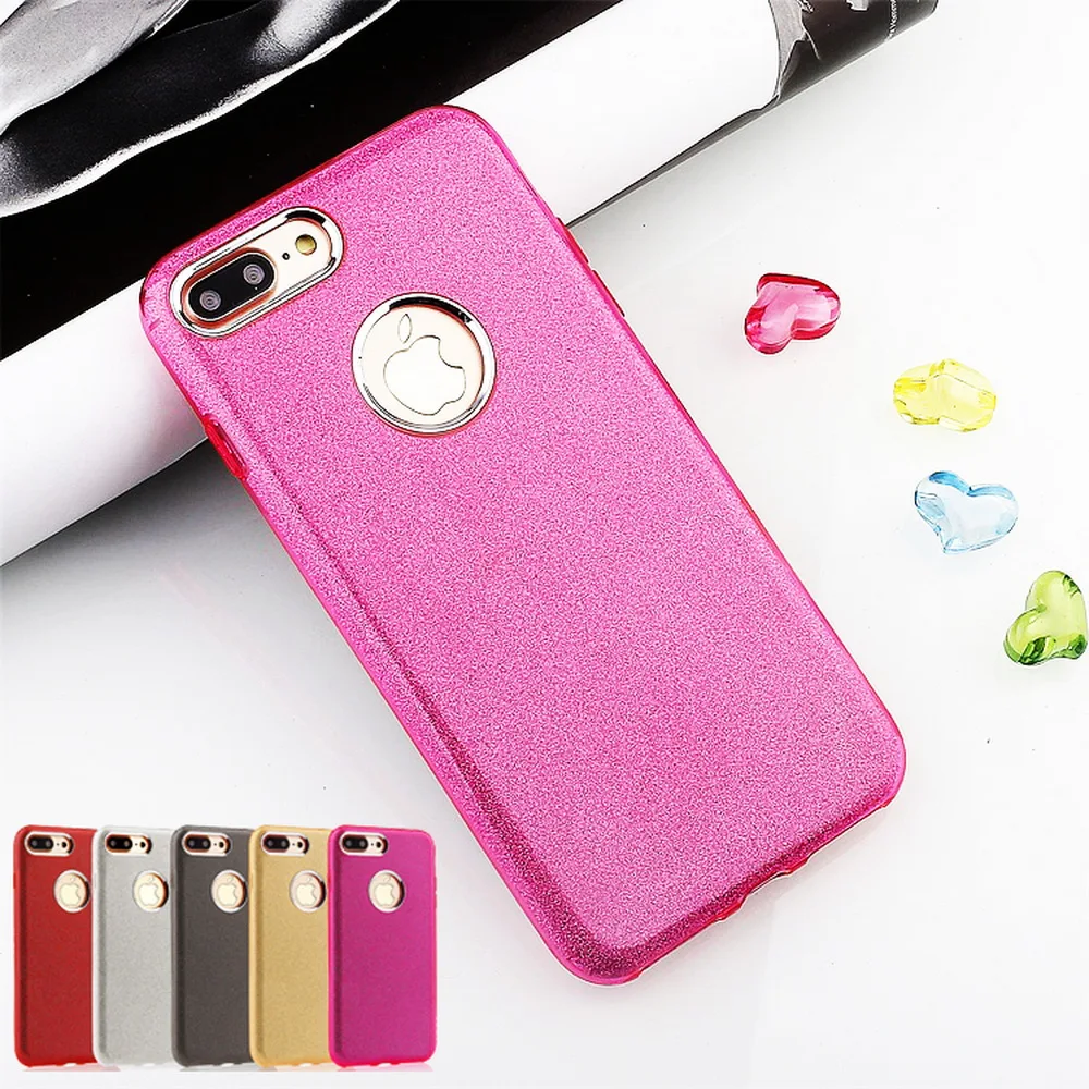For iPhone 7 Plus Crystal Fashion Flash Powder Color Design Elements All-inclusive Metal Buttons Soft Shell TPU Appearance |