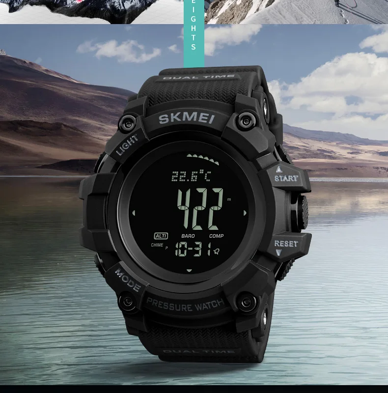 SKMEI Men Digital Watch Compass Thermometer Weather Pressure Altimeter Countdown Sport Watch Fashion Electronic Men's Watch