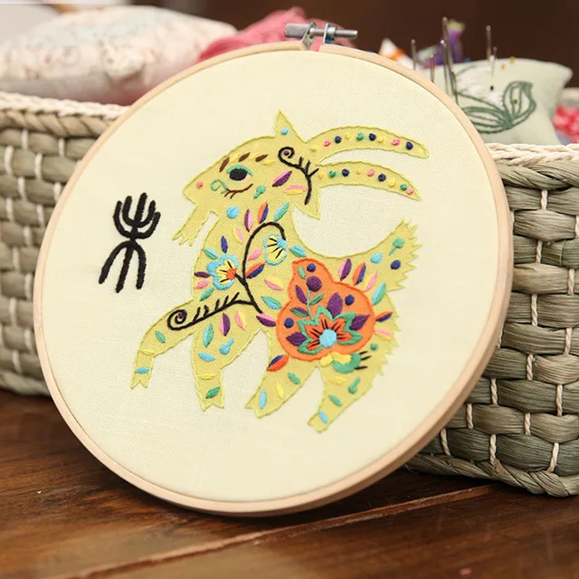 Zodiac Chinese Embroidery Kit for Beginner DIY Cross Stitch Needlework Set with Embroidery Hoop Handmade Crafts Sewing Gift 4