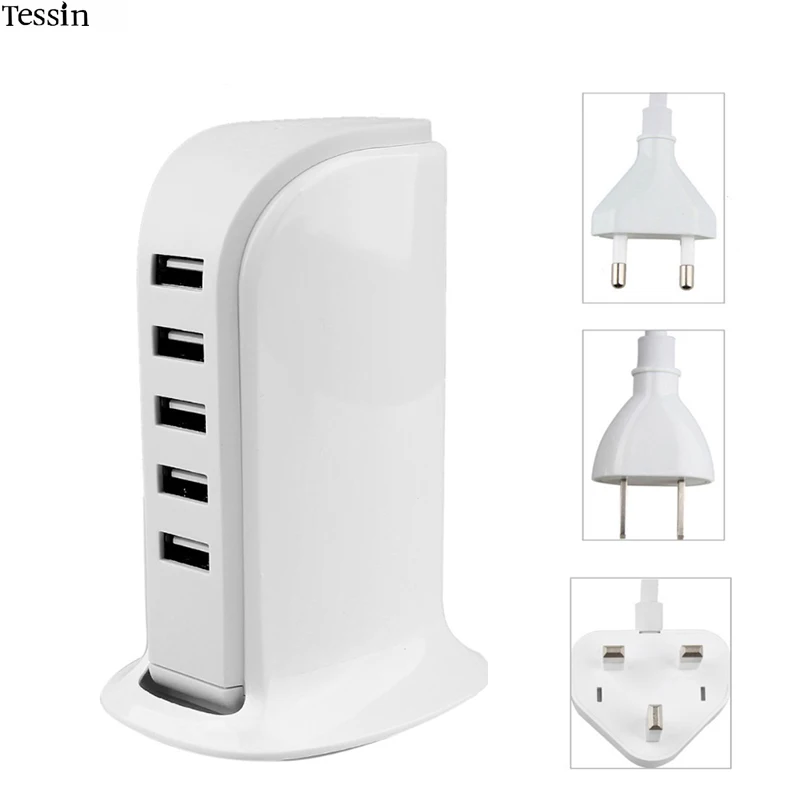 

30W 5USB Desktop Charger Input 110V 230V 5V 6A Plug EU Cable For iPhone 4S 5 5S 6 Plus iPad iPod Mp3 Mp4 PSP DV AC Power Adapter