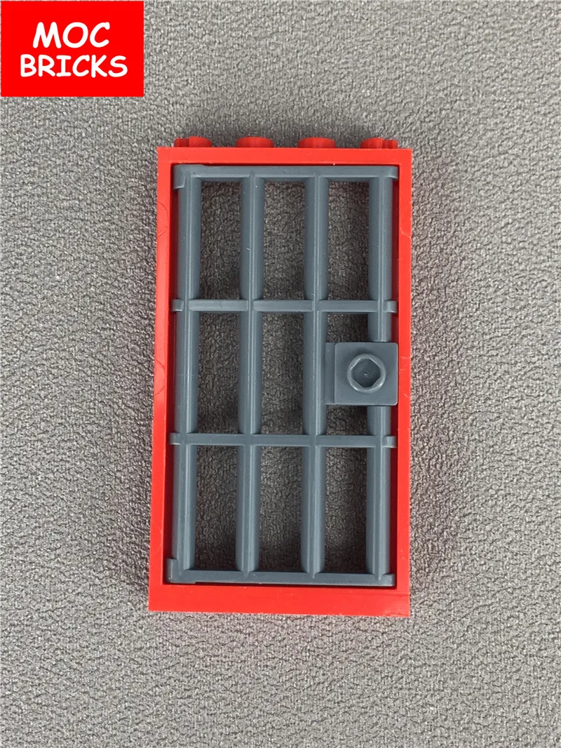 2 компл./лот кубики MOC дверная рама 1x4x6 Тип и дверь Barred с ручкой гвоздиком