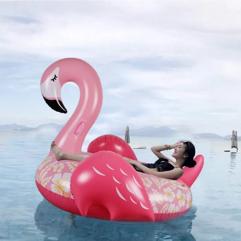 

Flamingo inflatable floating bed swimming circle float row pink sleeping beauty 150cm