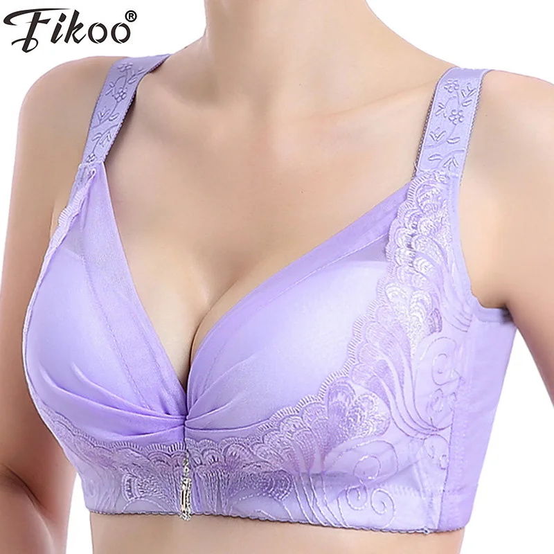 

Fikoo Sexy Wire Free Bra for Women C D Cup Push up Comfort Underwear Intimates Brassiere Lingerie Big Size 44D 46D