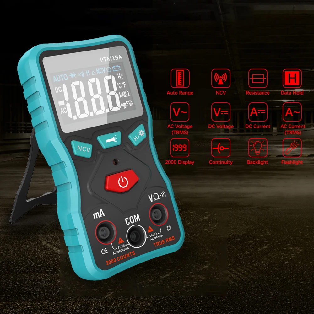 Цифровой смарт мультиметр PROTMEX NCV PTM19A AC/DC измеритель напряжения вспышка