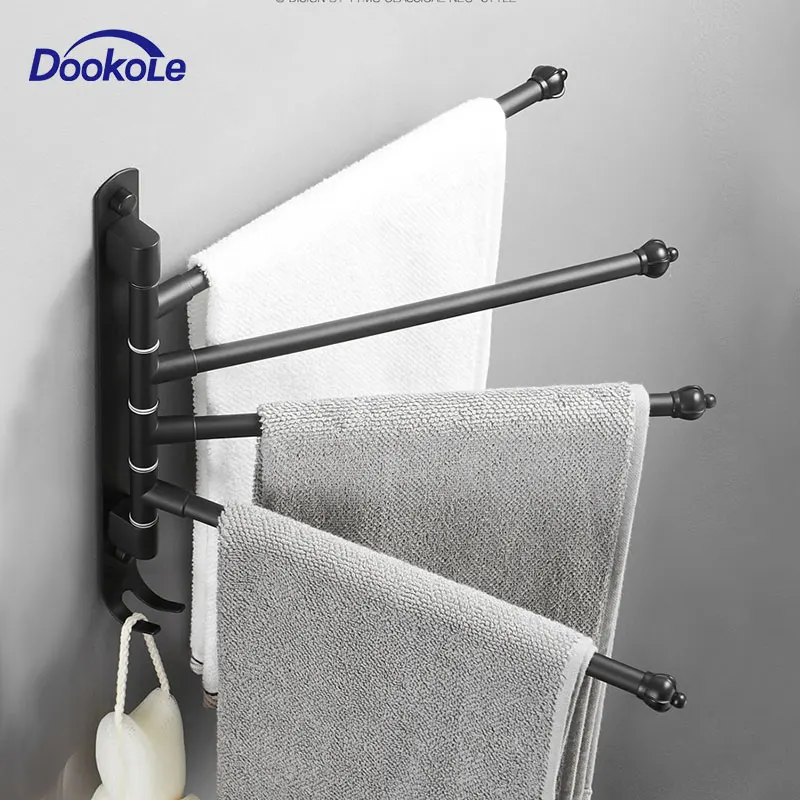 Towel Racks Stainless Steel Wall Mount Rotary Towel Rack Holder Hook