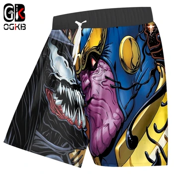 

OGKB Men's New 3d Printing Creative Fun Large Size Casual Summer Beach Shorts Alien Venom Tongue Black 6xl